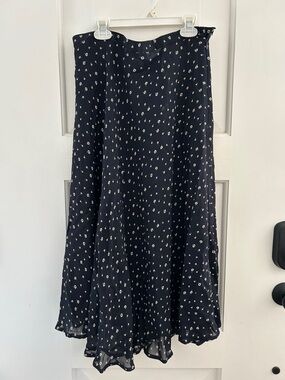 Black Floral Midi A-line Skirt Cottagecore Western